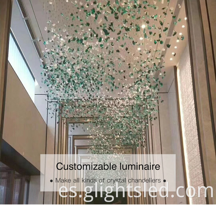 Nuevo producto Diseño moderno Decoración personalizada Proyecto de cristal Big Hotel Lobby Candelier